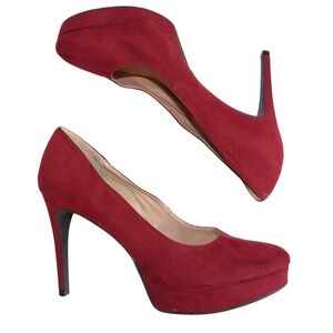 Chinese Laundry Burgundy Red Faux Suede Platform Pumps Stiletto Heels Womens 8.5